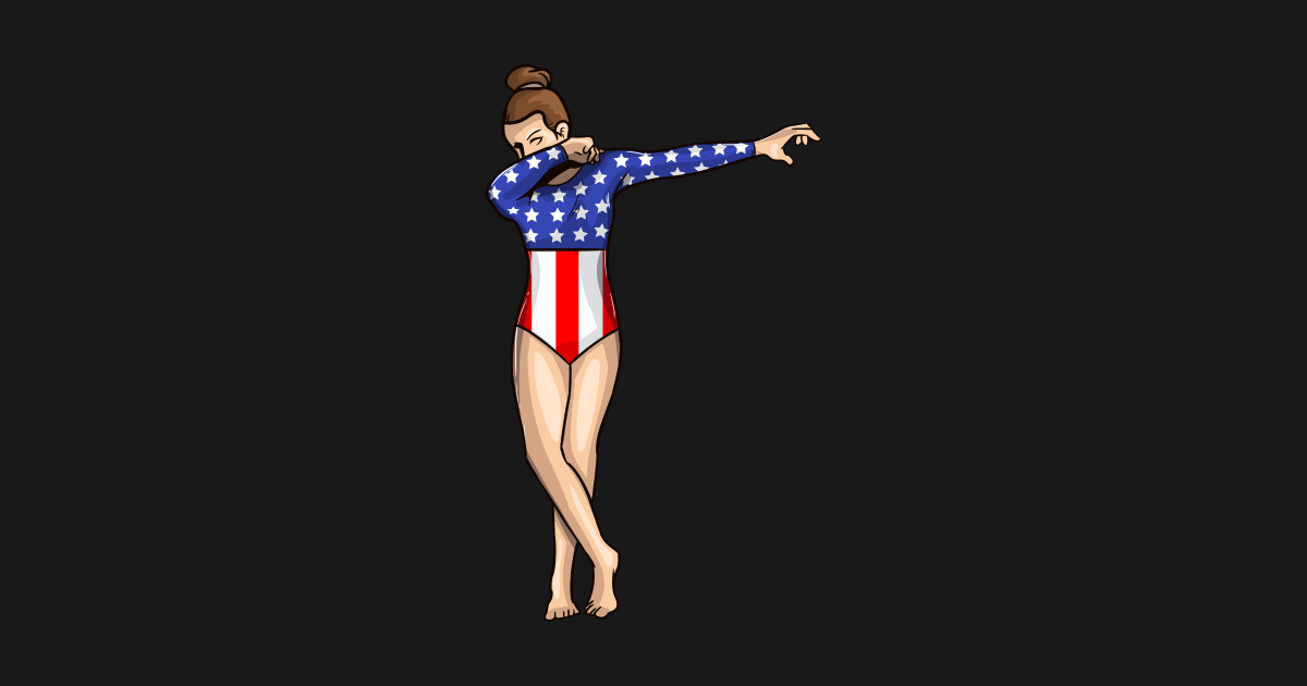 Dabbing Gymnastics Girl American Flag Gift T Shirt Gymnastics