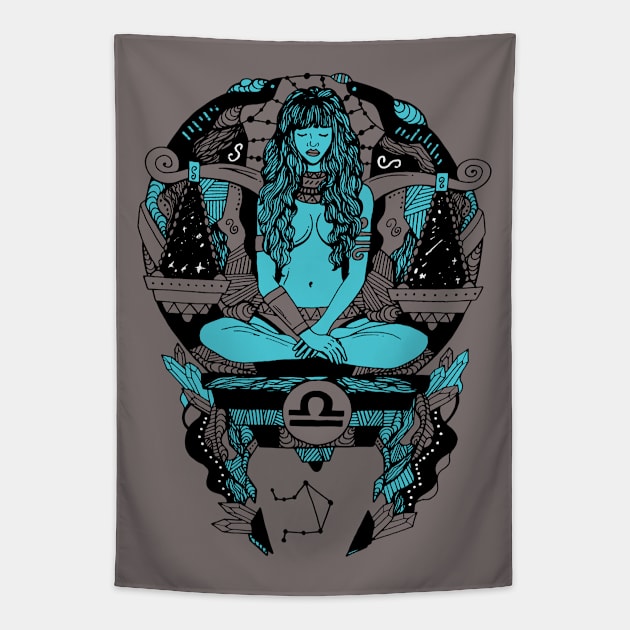 Blue Grey Libra Beauty Tapestry by kenallouis