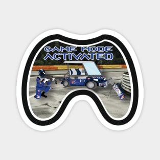 Blue and silver color white Trim Race Track Game Mode Activated Magnet