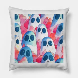 Watercolor kawaii ghosts pattern Pillow