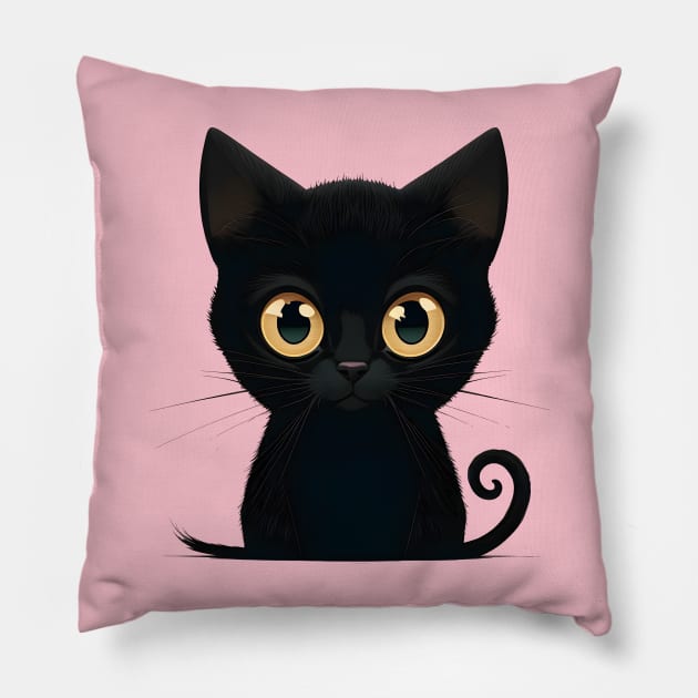 Domestic shorthair cat | Black cat design | Domestic lover Pillow by Broskan