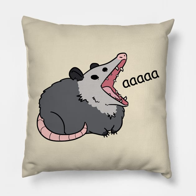possum screm (black text) Pillow by ZioCorvid