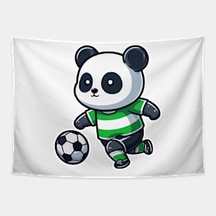 Panda as Soccer player with Soccer ball Tapestry