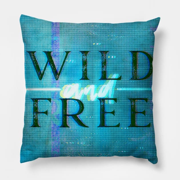 Wild and Free Turquoise Glitch Pillow by Cascadia by Nature Magick