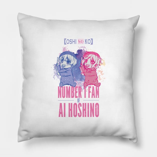 OSHI NO KO: NUMBER 1 FAN OF AI HOSHINO (GRUNGE STYLE) WHITE Pillow by FunGangStore