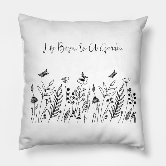 Life Began in a Garden Pillow by LittleBunnySunshine