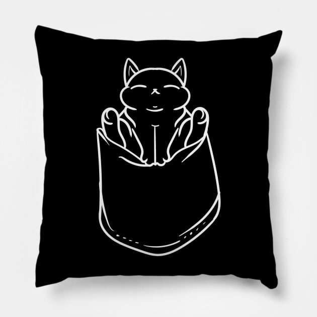 pocket cat cute Pillow by Unisev