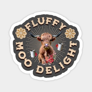 Fluffy Moo Delight Baby Highland Cow Magnet