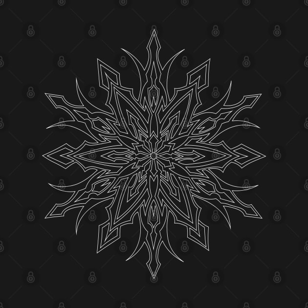 SYM STAR-TRIBAL- SNOWFLAKE DESIGN WHITE OUTLINE-TEEPUBLIC by SELcustoms