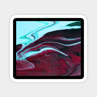 Aqua and Raspberry Abstract Art Magnet