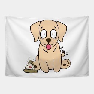 Funny retriever steps on a dirty diaper Tapestry