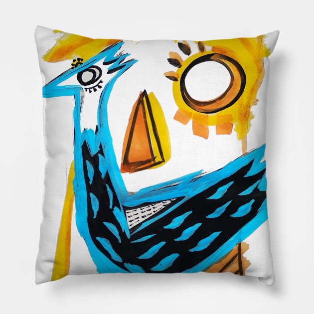 face bird Pillow by Angel Rivas