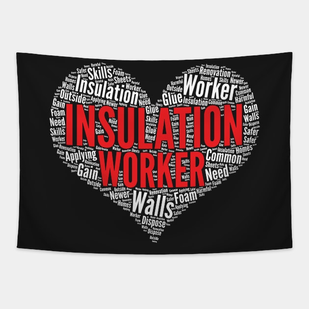 Insulation Worker Heart Shape Word Cloud Design print Tapestry by theodoros20