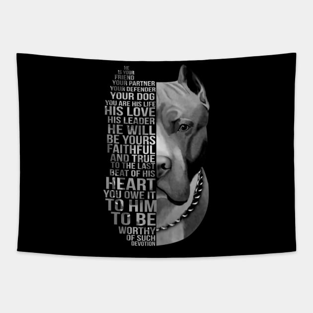 Cute pitbull design Tapestry by designathome