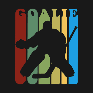 Retro 1970s Style Hockey Goalie Silhouette T Shirt Goalie Hockey Sport T-Shirt