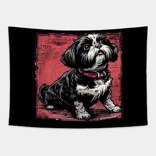 Retro Art Shih Tzu Dog Lover Tapestry