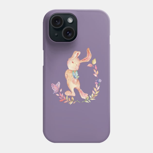 Cute Cottagecore Bunny with Butterflies Phone Case by Sheila’s Studio