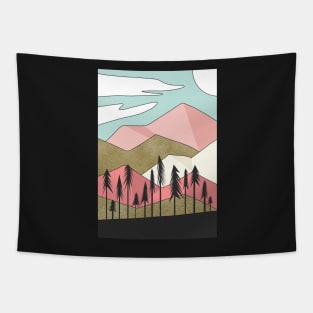 Pastel Tropical Mountains Tapestry