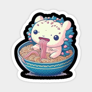 Cute Axolotl Eating Ramen Kawaii Retro Vintage 90s Vibes Magnet