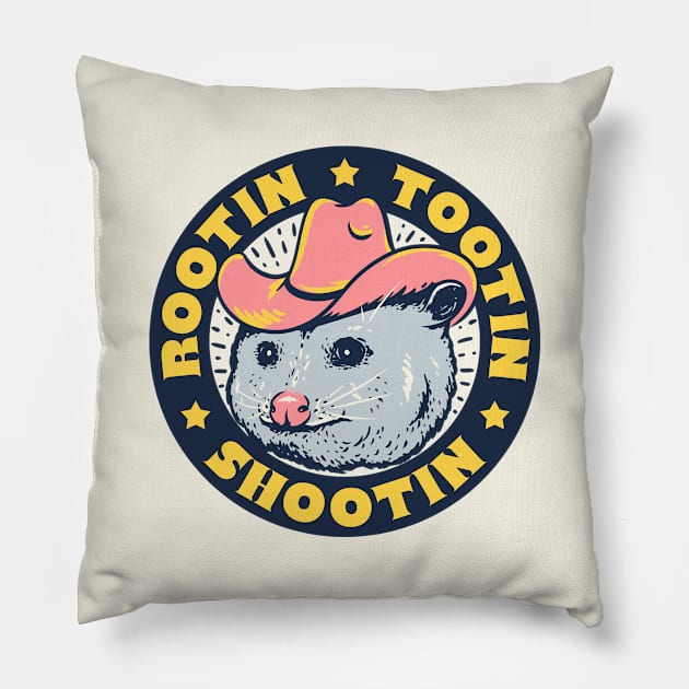 Rootin Tootin Shootin - Cowboy Advice | Poss Possum Opossum | Dark Frame Pillow by anycolordesigns