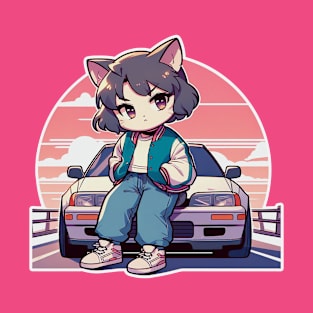 JDM Car - Neko girl - Cat Racer girl T-Shirt