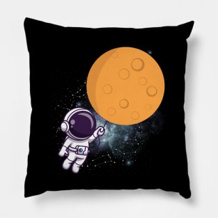 Flying floating astronaut Ufo alien funny cute spaceship moon mars cosmic space Pillow