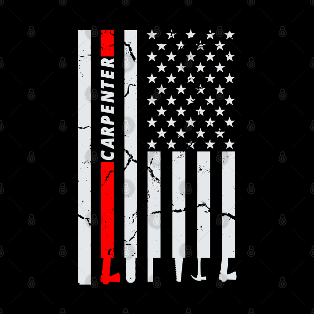 Carpenter Woodworking Tools American US Flag Father's Day by Swagmart