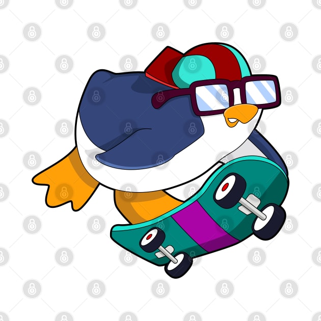 Penguin as Skater with Skateboard by Markus Schnabel