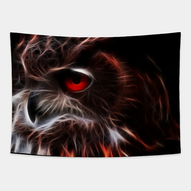 Glowing Owl Tapestry by milos_creative_art