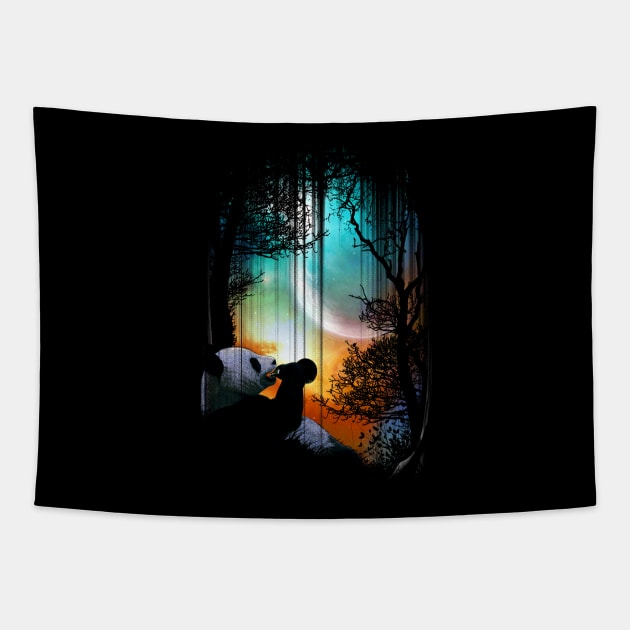 Drunken Panda Tapestry by Moncheng