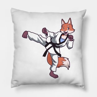 Cartoon fox does hapkido Pillow