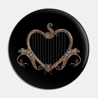 Elegant harp made from a heart Pin