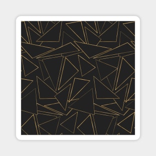 Minimalist Geometric Gold Black Strokes Triangles Magnet