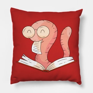 Funny Bookworm Book Reading Cartoon Literature Friends Gift Pillow