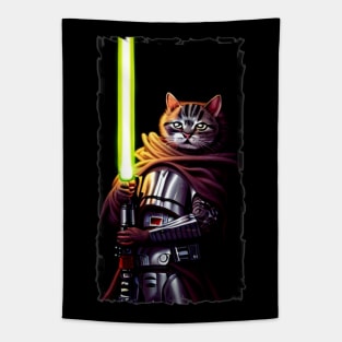 Fun Cat Print ~ AI Art ~ Fantasy Cat ~ Sci-fi Cat ~ Cats with Lightsabers Tapestry