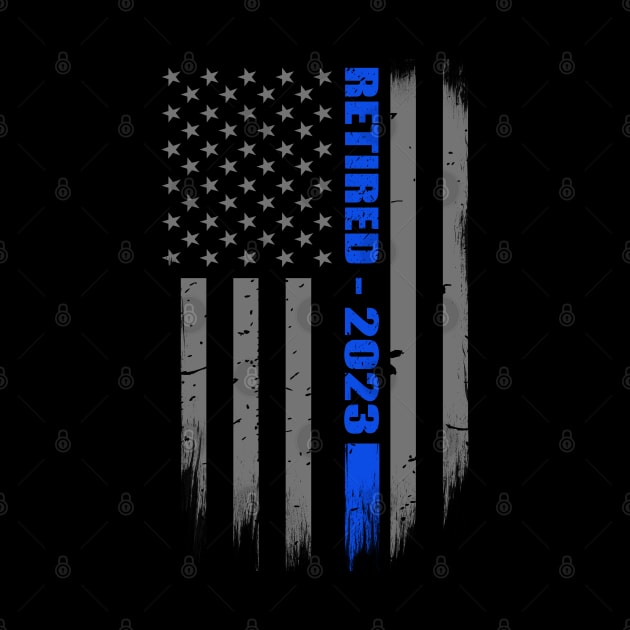 Retired Cop 2023 Thin Blue Line Flag Gift for Retired Police Officers by bluelinemotivation