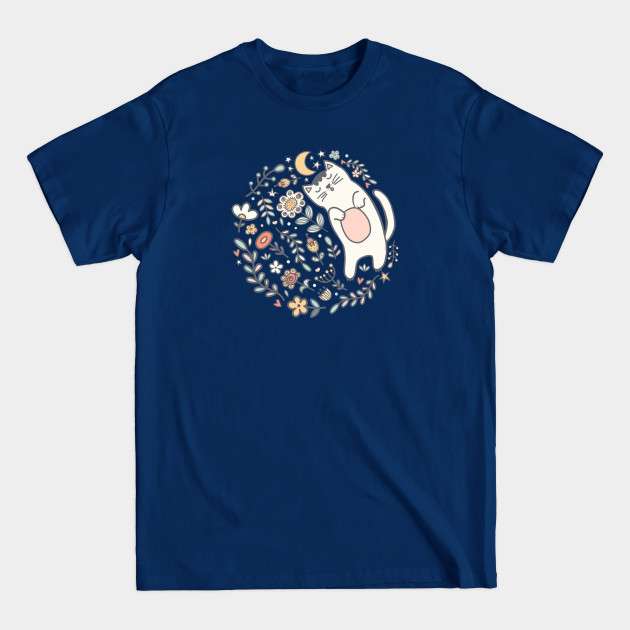 Discover A Seriously Sleepy Kitty Cat Snoozing Under The Stars - Cat - T-Shirt