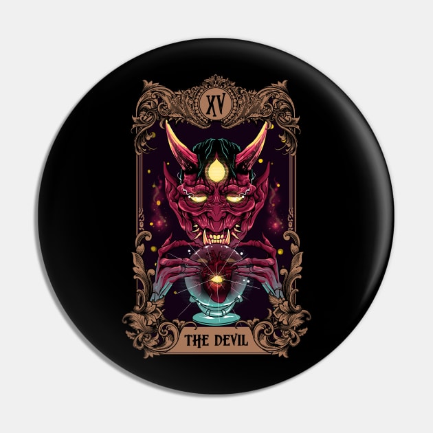 Major Arcana Tarot Card The Devil XV Halloween Pin by E