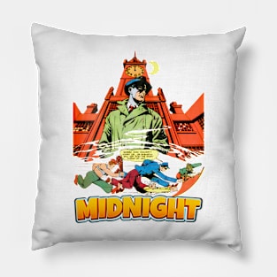 Midnight Comic Style vs Bullets Balow Retro Vintage Comic Pillow