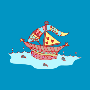 Cute Colorful Whimsical Ship T-Shirt