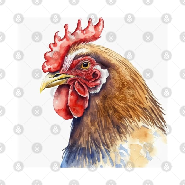 Water colour hen by BloodRubyz