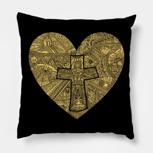 A heart with a cross inside, a description of the way of the Savior Jesus Christ Pillow