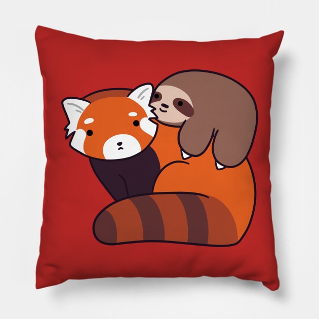 Little Sloth and Red Panda Pillow by saradaboru