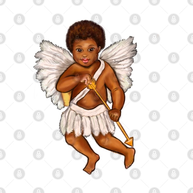 The Best Valentine’s Day Gift ideas 2022, Cupid.... afro baby angel holding an arrow - curly Afro Hair and gold arrow by Artonmytee