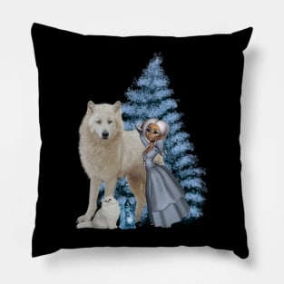 Wonderful polar wolf and fairy Pillow