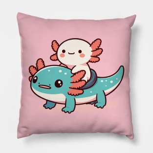 cute axolotl ride axolotl Pillow