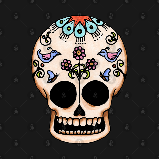 Disover Bird Brain Sugar Skull - Calavera - T-Shirt