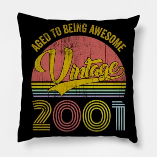 Classic 19th birthday for men women Vintage Rainbow 2001 Pillow