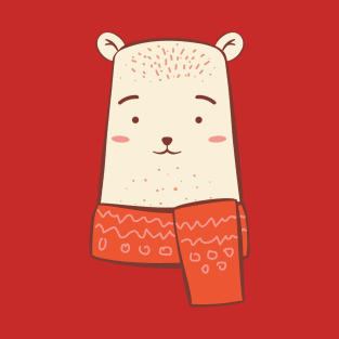 Kawaii white bear in scarf T-Shirt