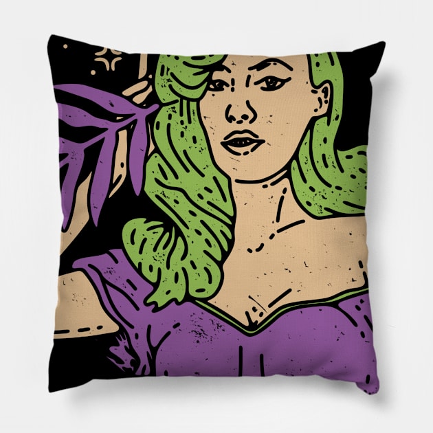 BEAUTY GIRL OLD SCHOOL Pillow by TENSTUDIOART